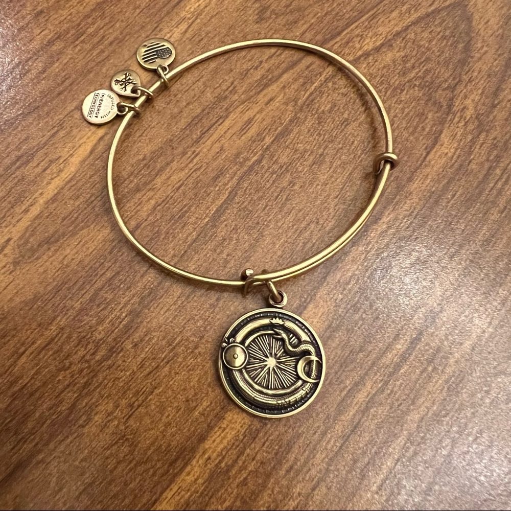 Alex and Ani gold bangle - ouroburos charm